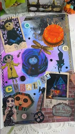 ASMR Coraline Art Journal Spread ✨ | Scrapbooking & Sticker Collage #shorts