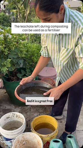 85K views · 989 reactions | When we compost there’s some leachate which comes out, and that is called compost tea. So all the nutrients from the peels come into the compost tea and I dilute it and give it to my plants. I usually drain the trays every month, and I get compost tea for my garden !! Free fertiliser, happy plants!! . (Composting, compost tea, fertilisers for garden, organic gardening) . #haryalibycherie #cheriegrowsflowers #cheriegrowsfood | Ravneet Kaur | Facebook