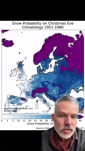 Great animation of how snow probability has changed on Christmas Eve in Europe from the 1960s until now. #snow #climate #climatechange