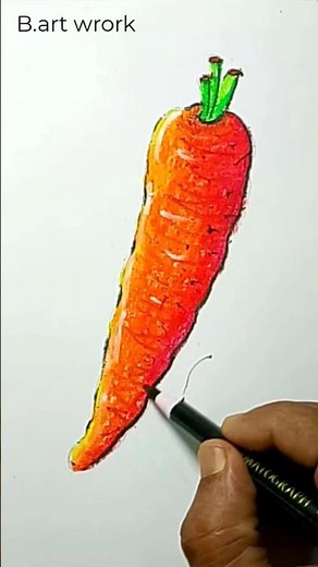Carrot Seed Drawing with Pastel Colors 🥕 | Easy Art Tutorial for Beginners #carrot #shorts