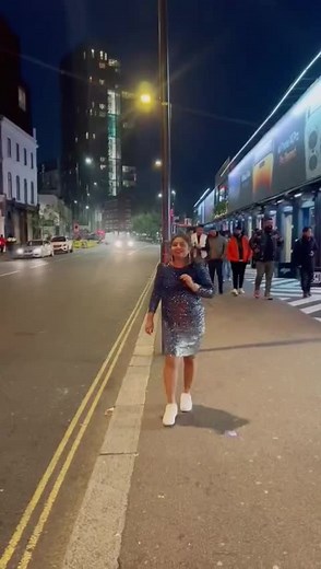 Urban Night Walk in Sparkling Sequined Dress