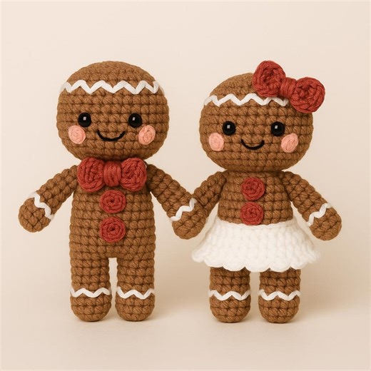 Gingerbread Man & Woman Crochet Pattern | Easy Christmas Amigurumi Ornament | Gingerbread Couple - Etsy