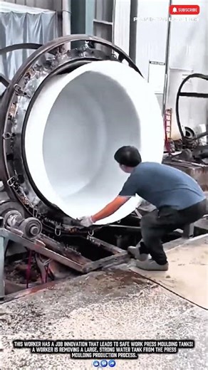 Worker Job Innovation: Safe Work Press Moulding Tanks! #work