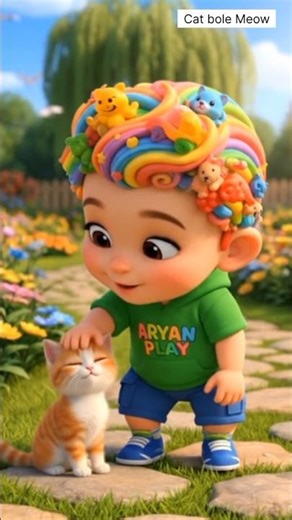 Meow Meow Cat Cartoon | Cute Baby Learns Cat Sound | Fun Kids Learning Video | Aryan Play