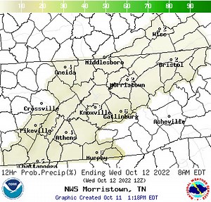 1.5K views · 44 reactions | An arriving cold front will increase our chance of precipitation tomorrow. Showers and thunderstorms, with the potential for isolated strong to severe storms are possible late Wednesday into Thursday. Wind will be the primary threat. Conditions clear behind the front on Thursday. The animation below depicts the increased probability of precipitation tomorrow through Thursday. | US National Weather Service Morristown Tennessee | Facebook
