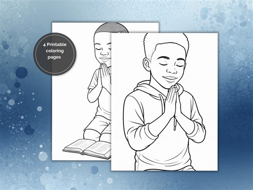 Praying Black Boy Coloring Pages | Christian Kids Activity (PDF Download) - Etsy
