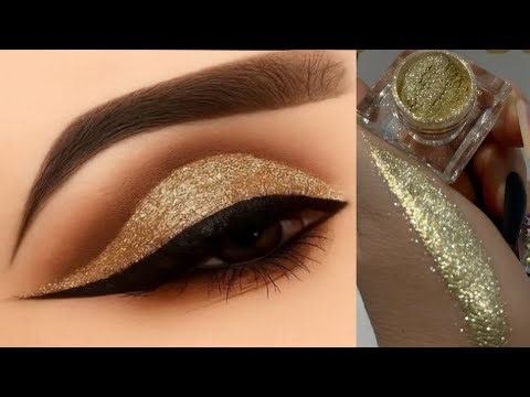 Golden cut crease eye makeup tutorial for beginners easy look. // Hoorain Fatima vlog