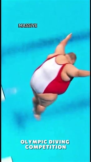 Epic Fluffy Guy Diving in Olympic Pool #hilariousfails #water #waterpark #dive