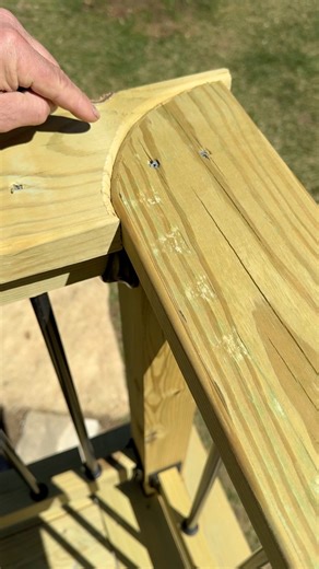 1.9M views · 9.6K reactions | How to avoid deck railing miters from opening up? With this top cap guardrail curved design. #deckbuilding #deckdesign #decks #deckrailing #deckinspo #deckbuilder #topcap #railing #railingdesign #carpentry | MyFixitUpLife | Facebook