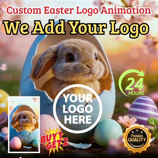 Cute Easter Bunny Logo Animation Intro | Custom Easter Logo Reveal Video | Spring Logo Animation for Instagram Reels, YouTube, TikTok