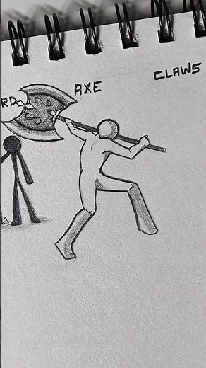 How to draw body with (Sword, Axe, Claws) #drawing #tutorial #stickman #fyp