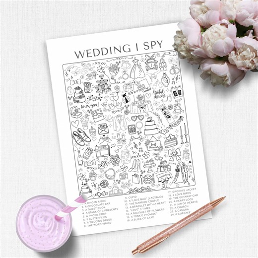 Bridal Shower Hidden Object Search and Find Game, Wedding I Spy Activity Seek and Find Picture Co-ed Party Activity Adults & Kids Printable - Etsy