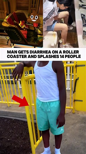 MAN GETS DIARRHEA ON A ROLLER COASTER AND SPLASHES 14 PEOPLE#fyp#news#rollercoaster#diarrhea #usa