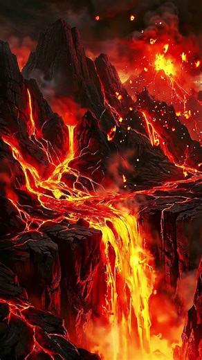 This Lava Never Stops Flowing… 🌋🔥 (Mesmerizing Volcano Loop) #shorts