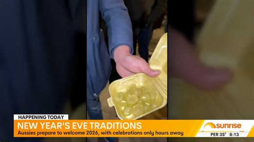 Countries around the world celebrate New Year's Eve with unique traditions ranging from eating 12 grapes in 12 seconds in Spain for luck, to wearing coloured underwear in Italy to attract love, wealth or peace. Other customs include carrying empty suitcases in South America to wish for travel, spending midnight in cemeteries in Chile to honour ancestors, and engaging in refereed fist fights in Peru to settle grievances from the past year. | Sunrise