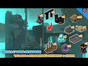Minecraft pe 1.17 seed speedrun - village & stronghold spawned / portal with fortress & bastion !!