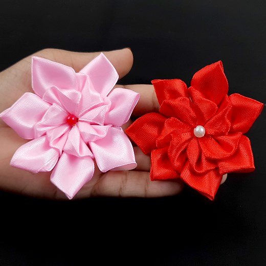 1.4K views · 57 reactions | Ribbon flower | Easy & Simple ribbon flower design | How to make ribbon flower | Dian Diy Tech | Facebook