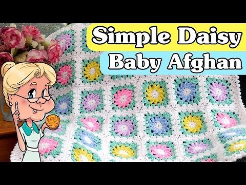 Simple Daisy Baby Afghan / Blanket - Crochet Tutorial - Premier "Basix" Yarn