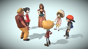 Group of 6 Animated Talking Cartoon Characters - 3D model by LasquetiSpice