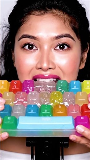 Colorful Jelly Keyboard Eating ASMR 😍 | Crunchy + Juicy Sounds | Oddly Satisfying #jellyasmr #asmruk