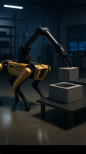 Robotics on Instagram: "Follow @robotics to learn something new everyday 🚀 Boston Dynamics’ Spot just leveled up, now it doesn’t just walk, it works. 🤖 In its latest demo, the robot shows off precise manipulation skills, picking up and stacking objects with smooth, human-like control. Step by step, Spot is evolving from a mobile robot into a true autonomous worker. @bostondynamicsofficial #ai #artificial #artificialintelligence #aiagents #chatgpt #openai #grok #business #machine #machines #fac