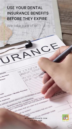Use your dental insurance before the benefits expire at the end of the year. With the new year will come new deductible and new limitations. We take care of all the paperwork for the insurance claim for your treatment, so schedule today ! #dentalpointe #napervilledentist #auroradentist #warrenvilledentist #familydentist