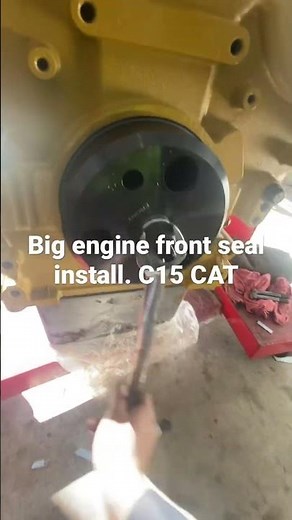 Big engine front seal install. C15 CAT #diesel #caterpillar