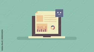 Artificial intelligence analyzing business data, Data driven decision making, AI chatbot data analysis report. Animation video clip.