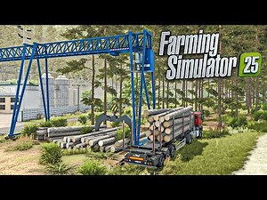 Setting up Big Wood Crane to Unload Wood trailers | Farming Simulator 25