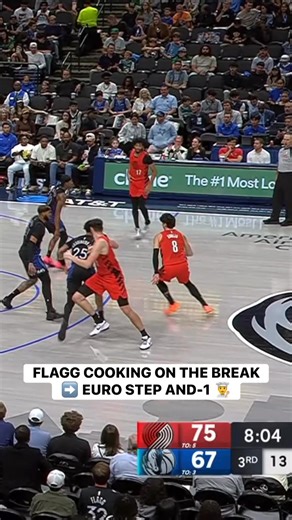 7.5M views · 135K reactions | Flagg gets fancy on the break and euro-steps his way to the AND-1! ✨ POR-DAL • LIVE on NBA League Pass ➡️ https://www.nba.com/how-to-watch-game-redirect/0022500238?partnerRef=NBA&platform=Facebook&surface=Post | NBA | Facebook