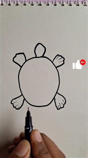 Easy Turtle drawing in 20s 😲 # shorts
