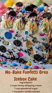 5.9K views · 30 reactions | No-Bake Funfetti Oreo Icebox Cake | Cakecrafted Recipes | Facebook
