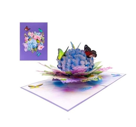 3D Hydrangea Pop-up Card With Butterflies - F47 - Etsy