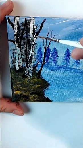Eine einfache Methode Birken zu malen, spachteln #acrylbild #gemälde #malen #paintingtutorial
