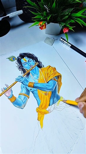 Shree Krishna drawing #sketch #shorts #drawingtutorial #pencildrawing #lordkrishna #trending
