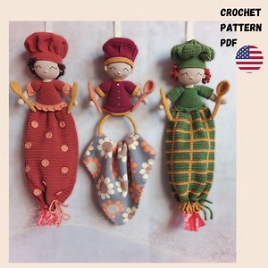 Set of 2 Plastic Bag Holder and Towel Holder Crochet Pattern, Bag and Towel Holder Doll, Kitchen Spare Bag Dispenser PDF English Tutorial - Etsy