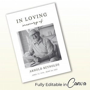 Minimalist Funeral Program Template: Simple Memorial Service (canva Editable) - Etsy Canada