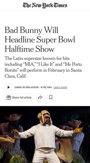 Bad Bunny headlining the Super Bowl Halftime Show has the internet losing its mind 🎤🔥 On one side, people are celebrating—finally, a global Latin artist front and center at one of the biggest stages in the world. Representation matters. But on the other side, the usual suspects are losing it—calling it “woke,” “anti-American,” and “too political,” just because a Puerto Rican artist is taking the spotlight. 🤔 Let’s be real—Bad Bunny’s success isn’t about politics, it’s about influence. He’s on