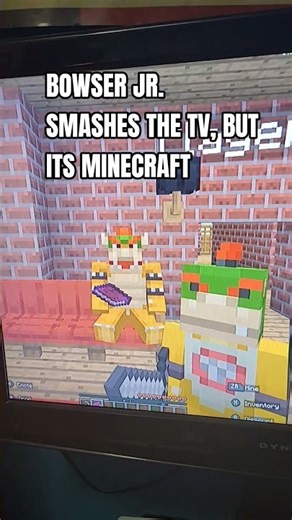 Jr. Breaks the Minecraft tv #minecraft #bowser #bowserjr #sml #mario #shorts