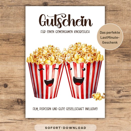 Printable Voucher Cinema, PDF Download Available Immediately - Etsy