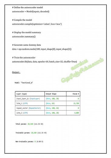 CCS355–Neural Networks and Deep Learning|Implementation of LSTM-Based Autoencoder inTensorFlow/Keras