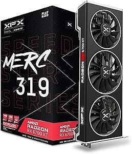 XFX Speedster MERC319 AMD Radeon RX 6700 XT Black Gaming Graphics Card with 12GB GDDR6 HDMI 3xDP, AMD RDNA 2 RX-67XTYTBDP
