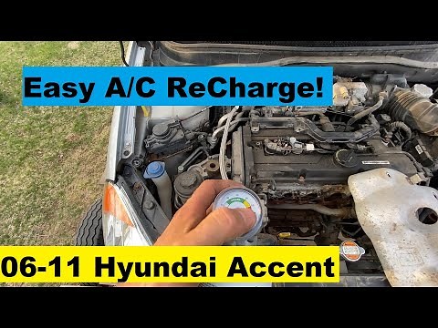 How To ReCharge The AC Hyundai Accent DIY 2006 2007 2008 2009 2010 2011 06 07 08 09 10 11