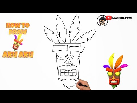 How To Draw Aku Aku | Crash Bandicoot #drawing #akuaku #crashbandicoot