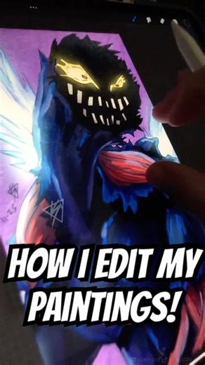 How I Digitally Edit my Acrylic Marker Paintings in Procreate! #procreateart #digitalart #animeart