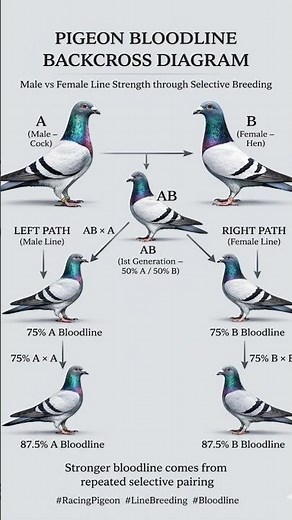 Pigeon Bloodline Backcross Diagram | Male vs Female Strength #RacingPigeon#PigeonBreeding#Bloodline