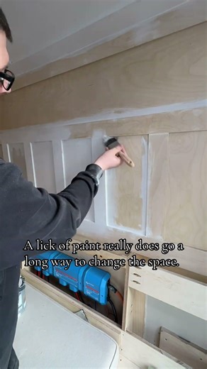 Painting can make such a big difference! #campervan #painting #paneling #vanlife #camper