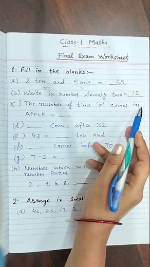 Class 1 math | Grade 1 | Maths worksheet| Final exam | #cbse #icse #icsemaths #cbsemaths