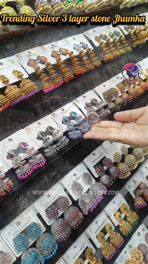 Trending Silver Stone Jhumka | Layer Jhumka | The earrings factory ® #jhumka #earrings