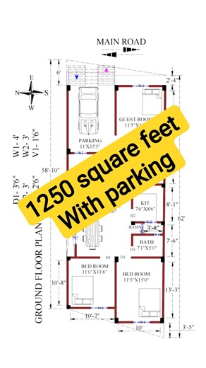 1250 Sqft House design India l 22X58 home design l 1250 square feet l #1250sqft